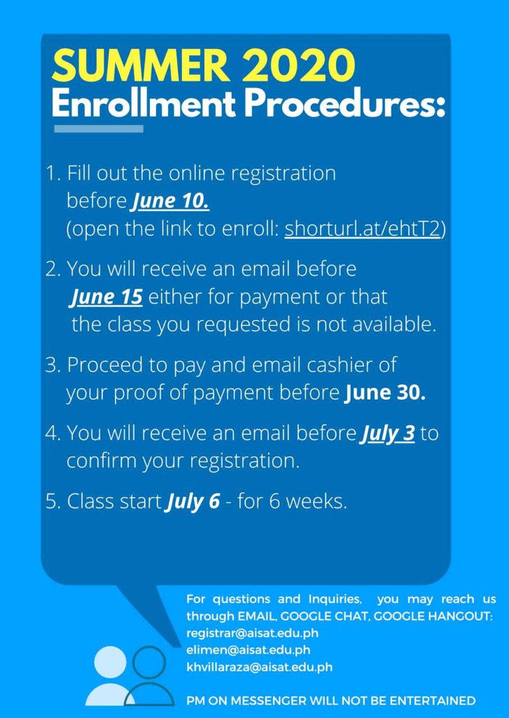 Summer Semester 2020 Announcement AISAT